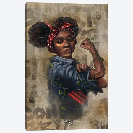 Black Girl Strong Canvas Print #CKS15} by Chuck Styles Canvas Art Print
