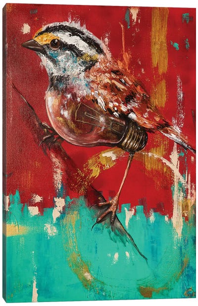 Fly On Sparrow Canvas Art Print - Chuck Styles