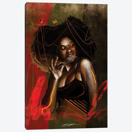 Her Afro Pick Canvas Print #CKS23} by Chuck Styles Art Print