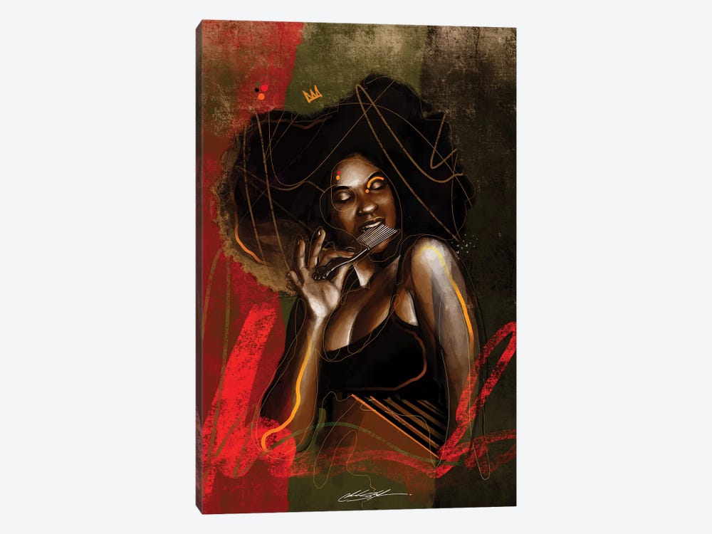 Her Afro Pick by Chuck Styles 1-piece Canvas Wall Art