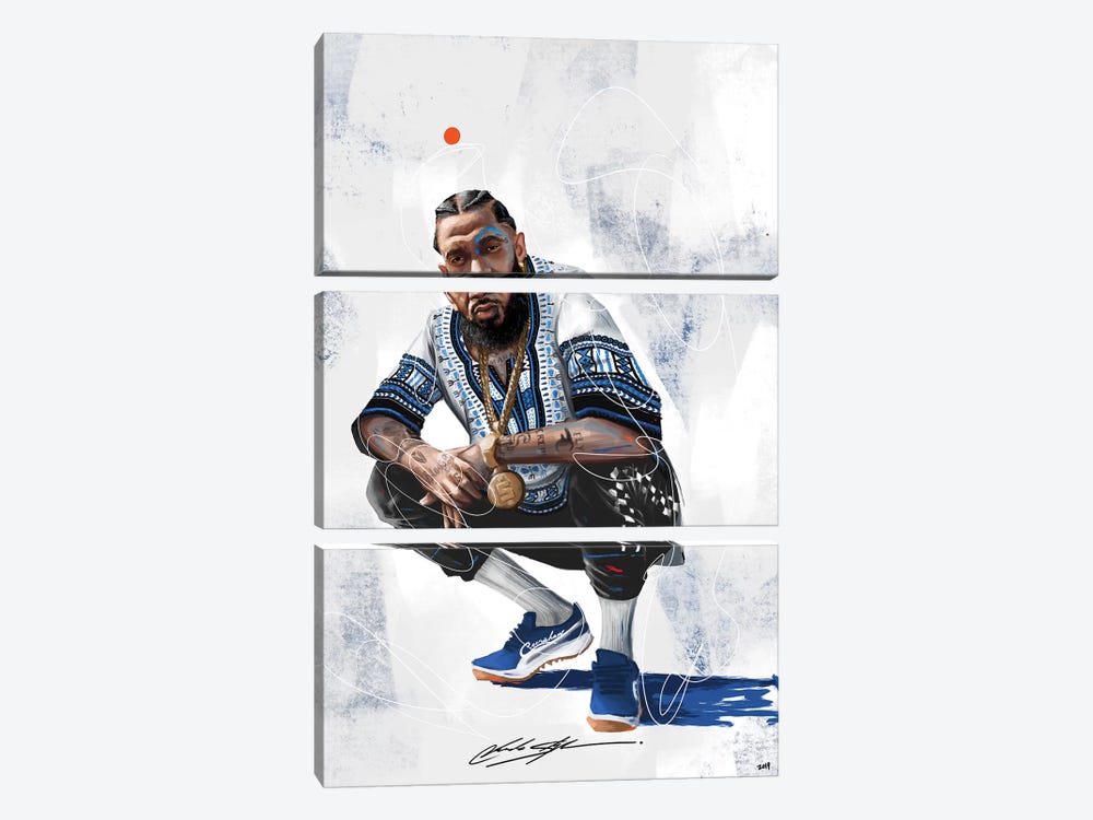 Nipsey The Marathon Continues by Chuck Styles 3-piece Canvas Print