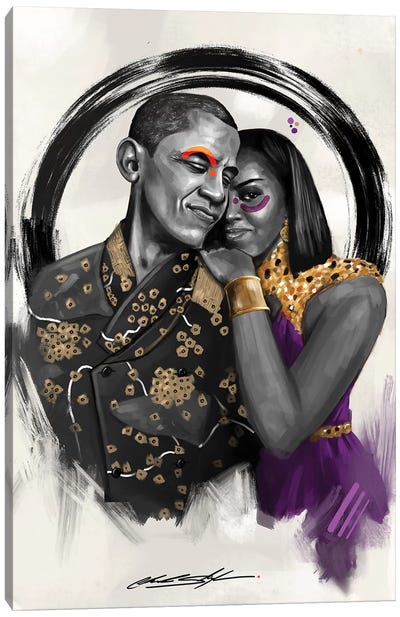 The Obamas Canvas Art Print - Celebrity Art