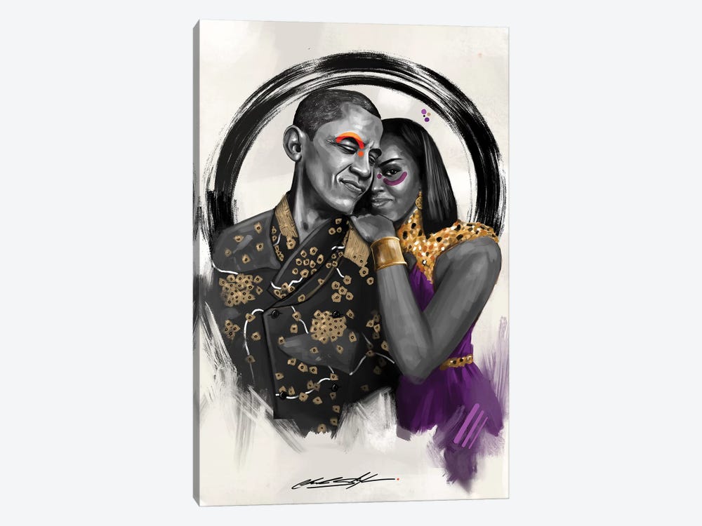 The Obamas by Chuck Styles 1-piece Canvas Artwork