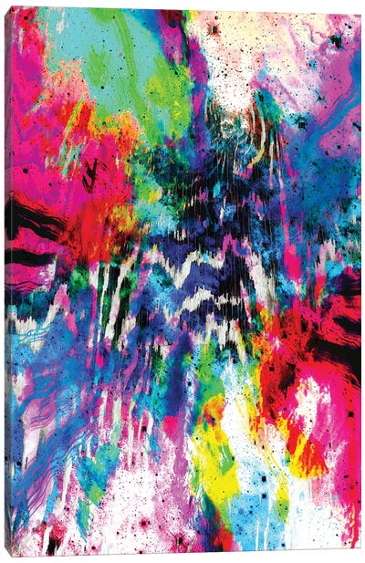 Technicolor Zebra Splatter Canvas Art Print - Caleb Troy