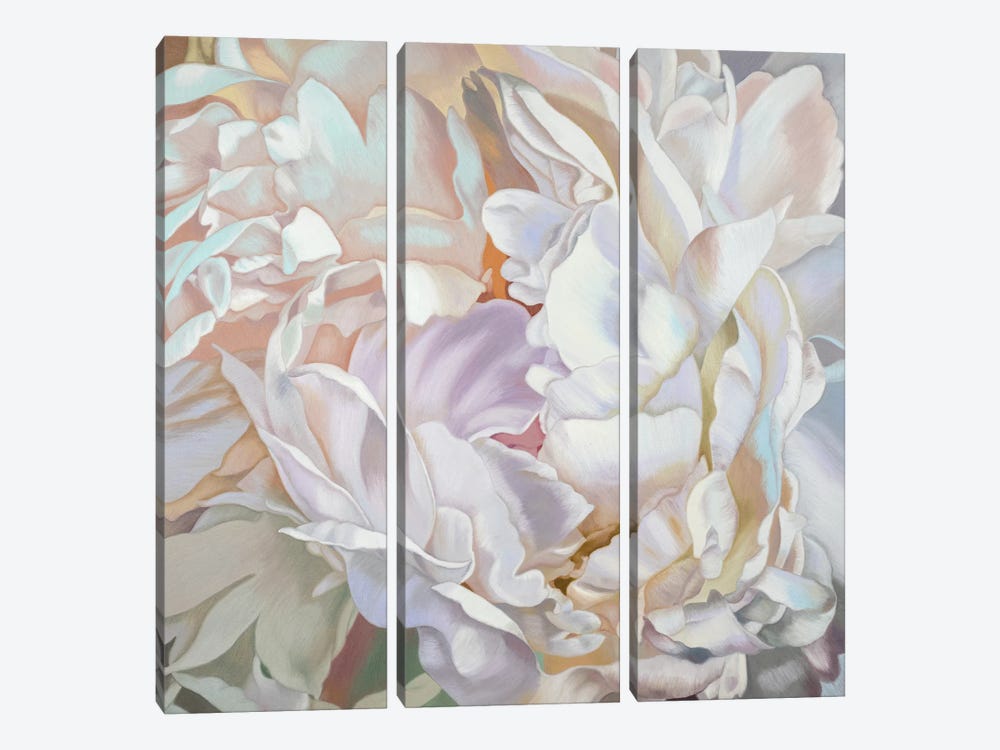 White Peony by Chloe Hedden 3-piece Canvas Wall Art