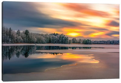 Ice Slowly Taking Over The Lake Canvas Art Print