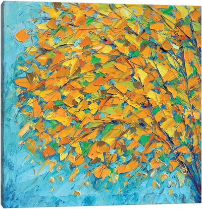 Autumn On Teal Canvas Art Print