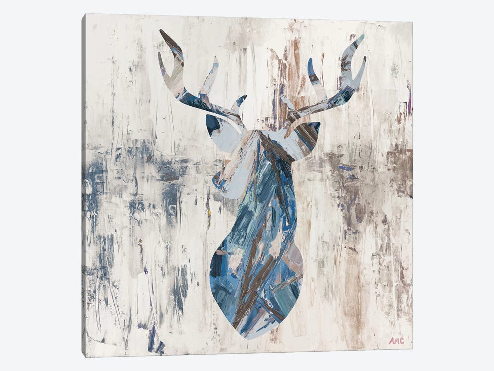 Blue Rhizome Deer Bust by Ann Marie Coolick 1-piece Canvas Artwork