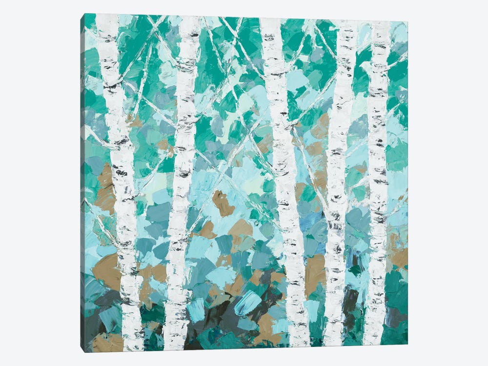 Teal Dancing Birch Tree by Ann Marie Coolick 1-piece Canvas Art