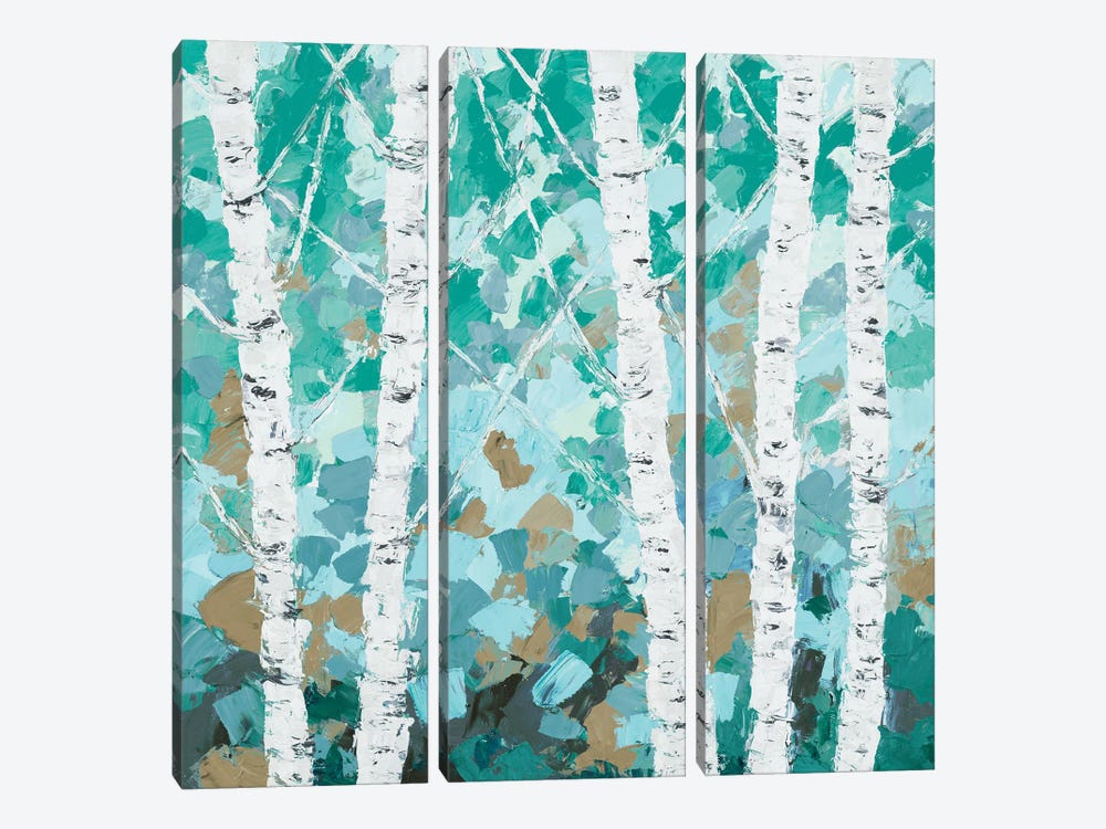 Teal Dancing Birch Tree by Ann Marie Coolick 3-piece Canvas Art
