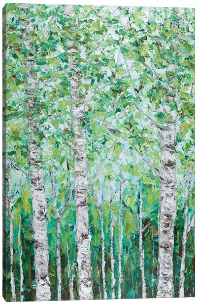Green Birchwood I Canvas Art Print