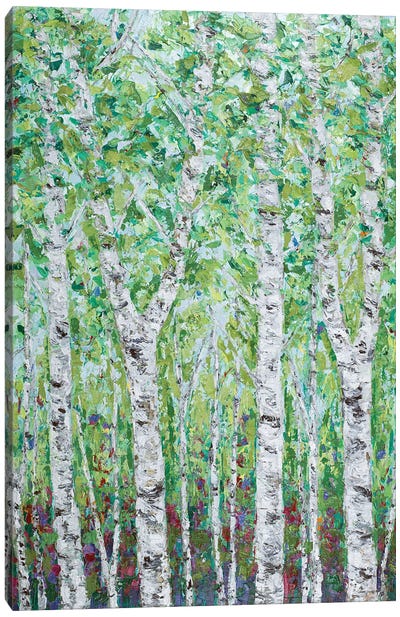Green Birchwood II Canvas Art Print