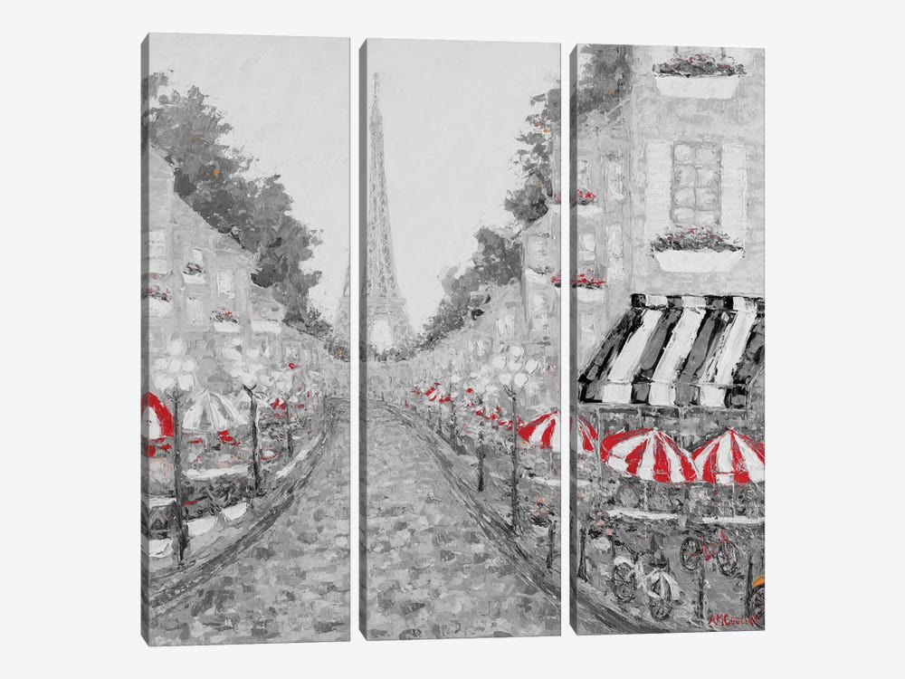 Splash of Red in Paris I by Ann Marie Coolick 3-piece Canvas Art