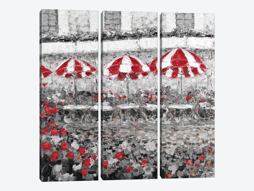 Splash of Red in Paris II by Ann Marie Coolick 3-piece Canvas Print