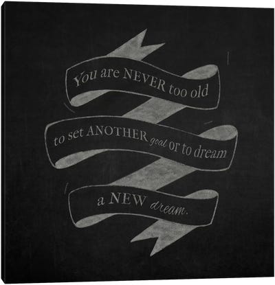 Never Too Old Canvas Art Print - Chalkboard Life Lessons