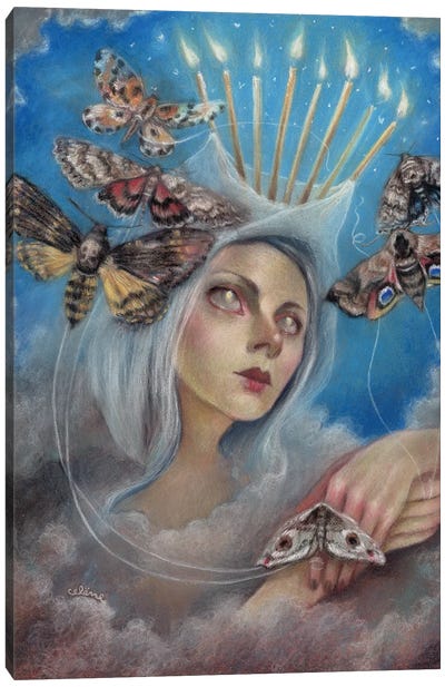 Like A Moth To The Flame Canvas Art Print - Celene Petrulak