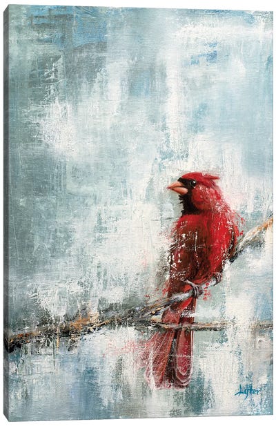 Wintry Red Canvas Art Print - Cardinal Art