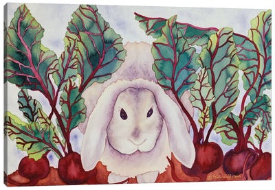 Bunny with Beets Canvas Art Print - Vegetable Art
