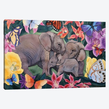 Elephants and Butterflies Canvas Print #CLU47} by Carissa Luminess Art Print