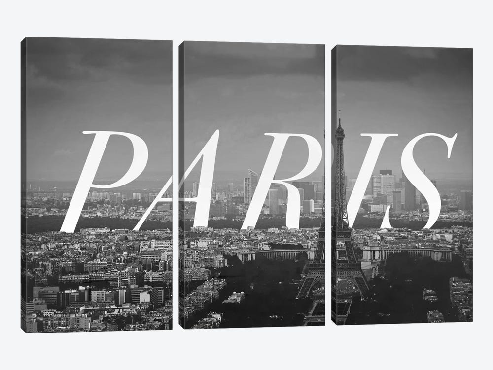 B/W Paris by 5by5collective 3-piece Canvas Art