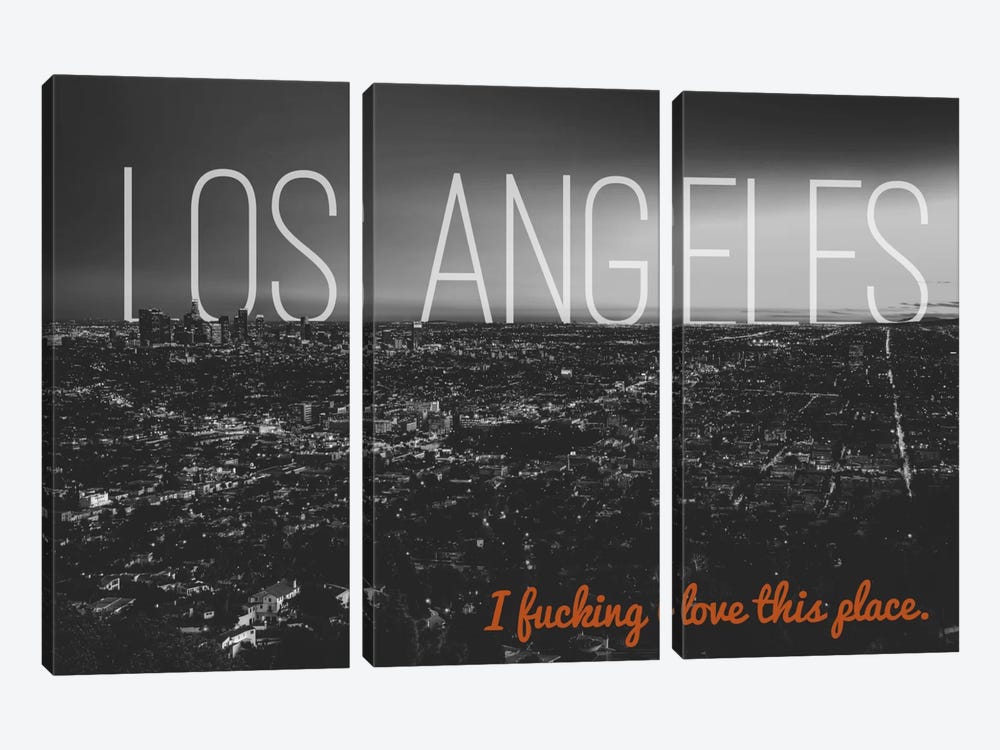 B/W L.A. Love by 5by5collective 3-piece Canvas Print