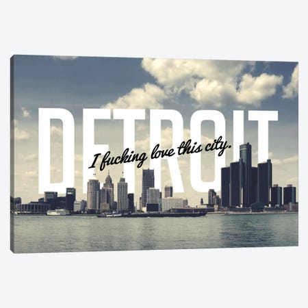 Detroit Love Canvas Print #CLV17} by 5by5collective Canvas Art Print