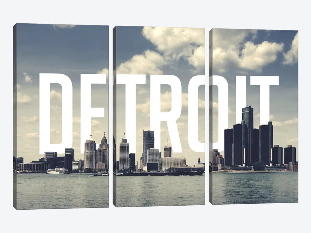 Detroit by 5by5collective 3-piece Canvas Artwork