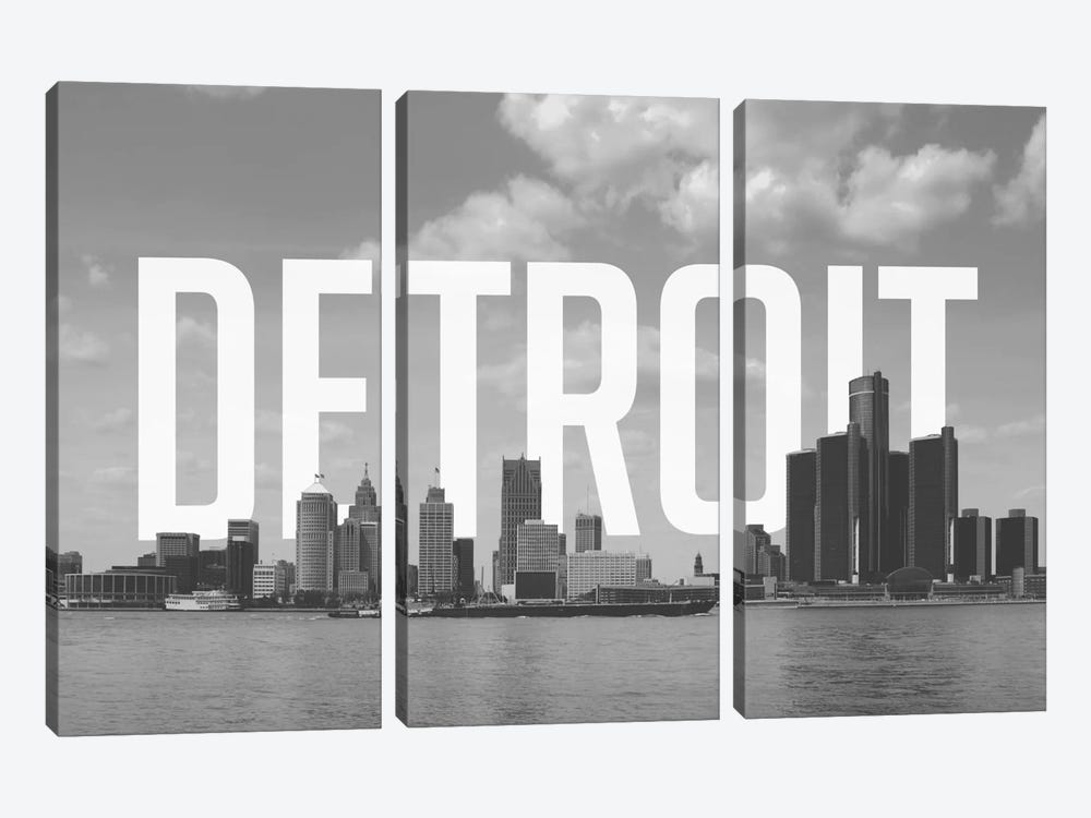 B/W Detroit by 5by5collective 3-piece Art Print