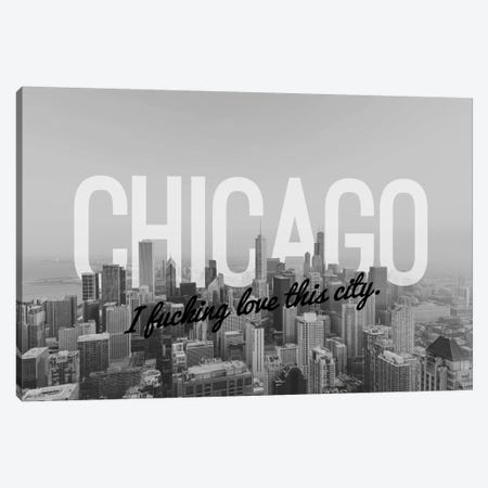 B/W Chicago Love Canvas Print #CLV3} by 5by5collective Canvas Wall Art