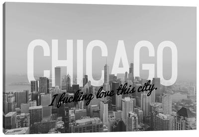 B/W Chicago Love Canvas Art Print - City Love