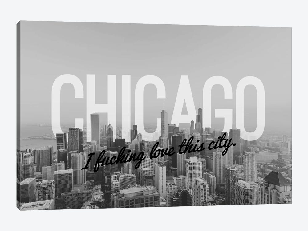 B/W Chicago Love by 5by5collective 1-piece Canvas Art