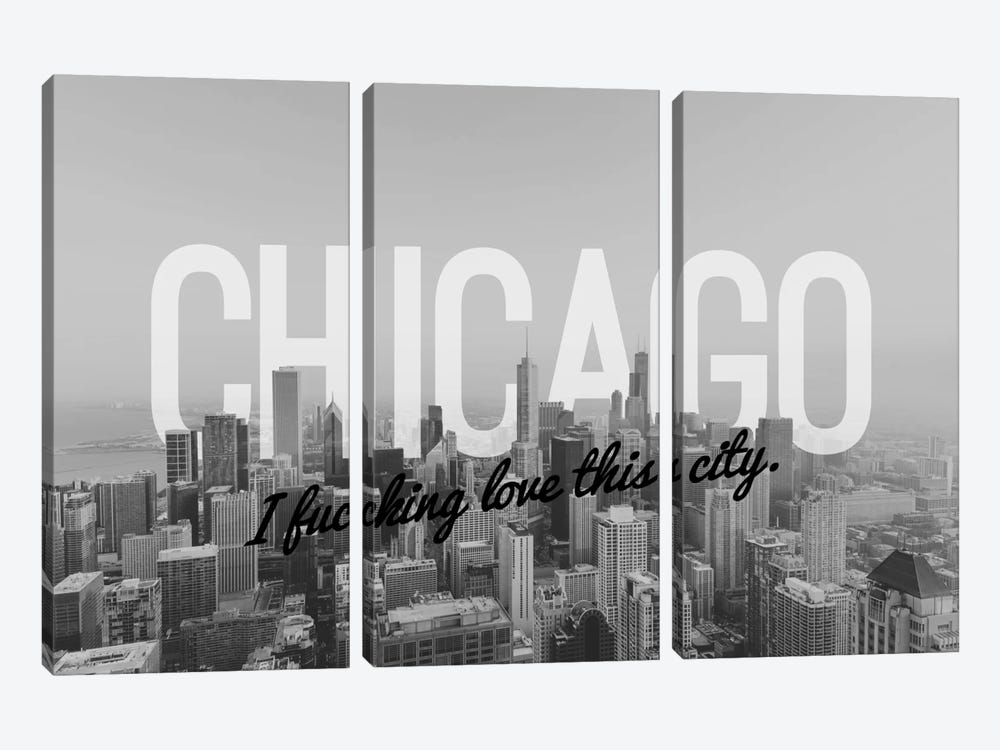 B/W Chicago Love by 5by5collective 3-piece Canvas Wall Art