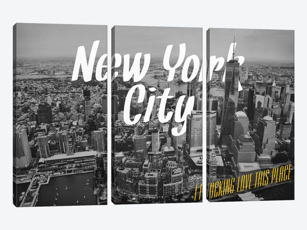 B/W New York Love by 5by5collective 3-piece Canvas Artwork