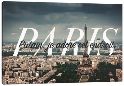 Paris Love Canvas Art Print - Paris Typography