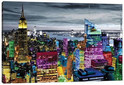 NYC In Living Color I Canvas Art Print - Building & Skyscraper Art