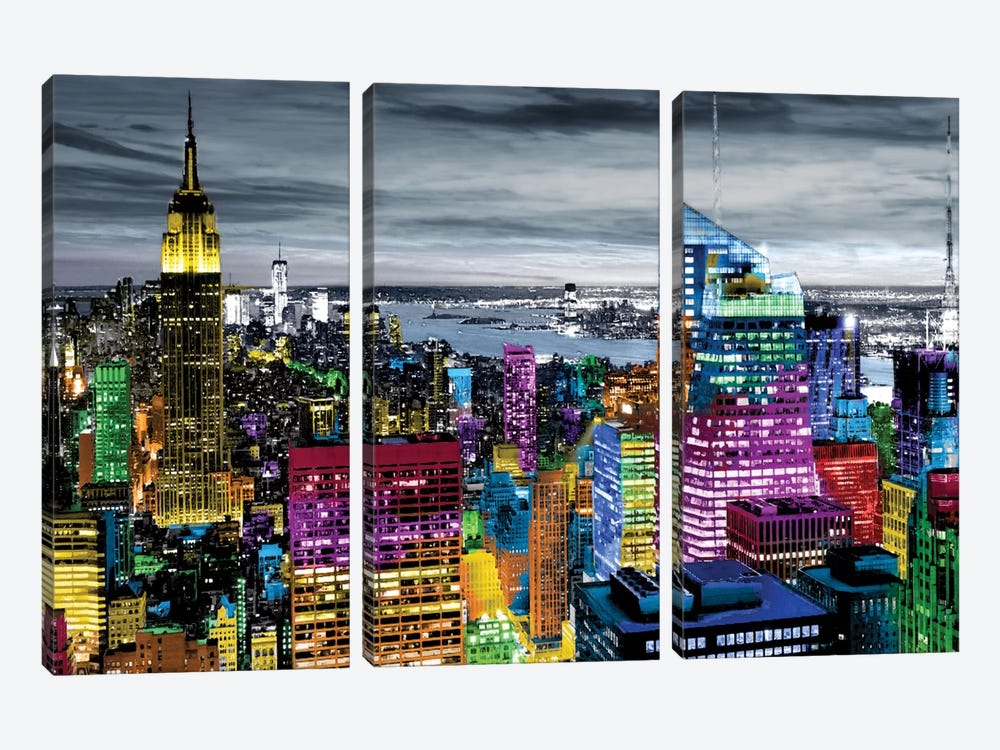 NYC In Living Color I by Carly Ames 3-piece Canvas Art Print