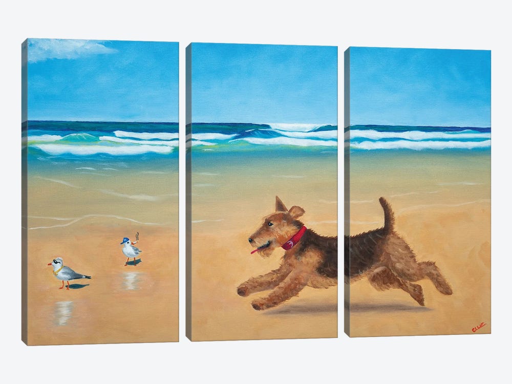 Murphy And The Cool Birds by Carol Luz 3-piece Canvas Art Print