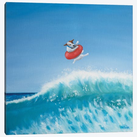 Playing In The Surf I Canvas Print #CLZ15} by Carol Luz Art Print