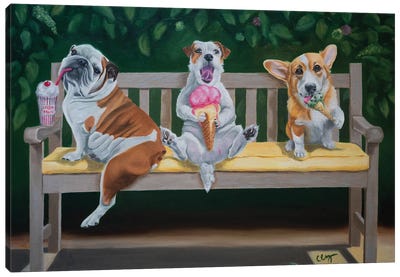 The Ice Cream Kids Canvas Art Print - American Bulldogs
