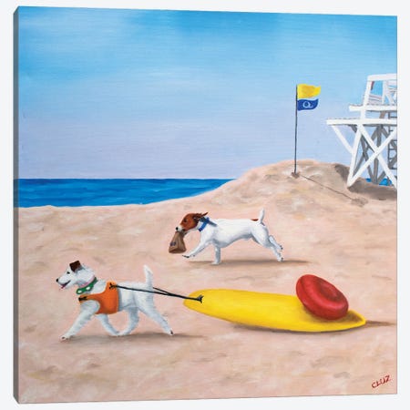 Dogs At The Beach Canvas Print #CLZ24} by Carol Luz Canvas Wall Art