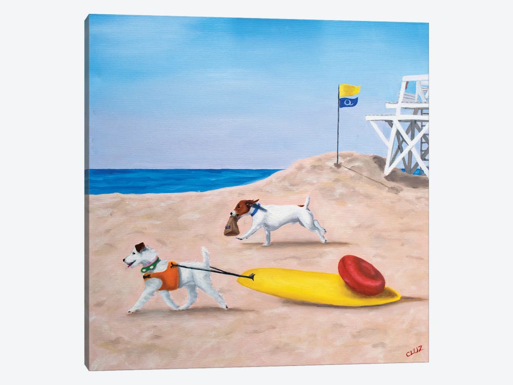 Dogs At The Beach by Carol Luz 1-piece Art Print