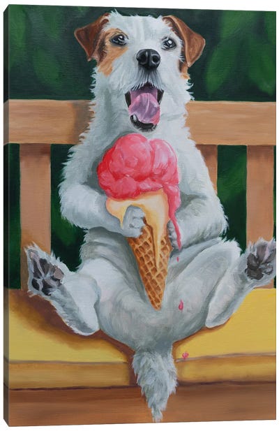 Ice Cream Time Canvas Art Print - Jack Russell Terrier Art
