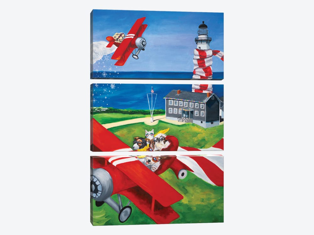 Decorating The Montauk Lighthouse by Carol Luz 3-piece Canvas Print