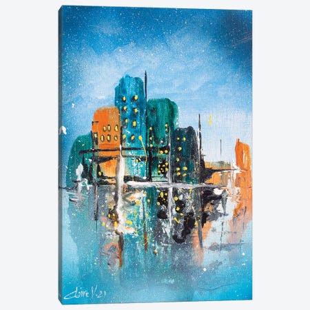 The City Lights Canvas Print #CMD72} by Claire Morand Art Print