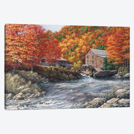 Glade Creek Grist Mill Canvas Print #CMF10} by Campbell Frost Canvas Art Print