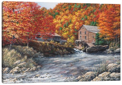 Glade Creek Grist Mill Canvas Art Print - Watermills & Windmills