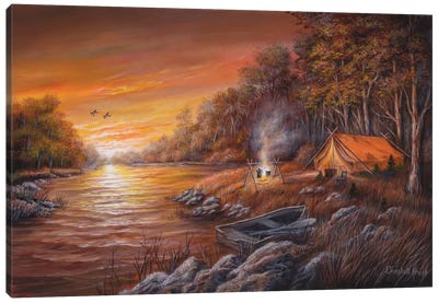 Autumn Campsite Canvas Art Print - Camping Art