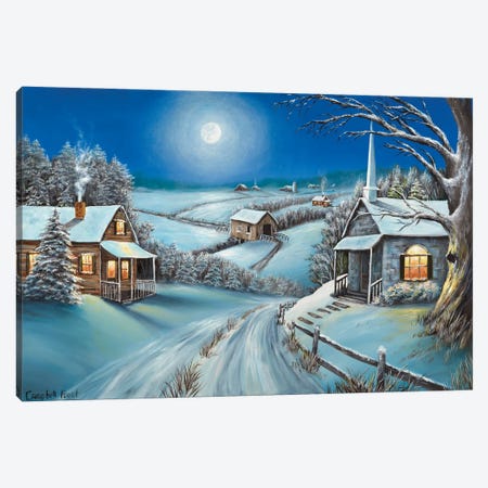Snowy Night Canvas Print #CMF41} by Campbell Frost Canvas Wall Art