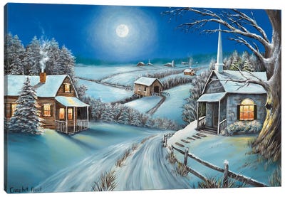 Snowy Night Canvas Art Print - Campbell Frost