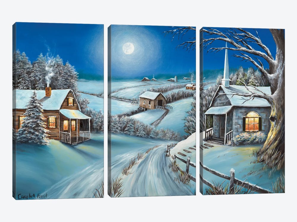 Snowy Night by Campbell Frost 3-piece Canvas Art Print